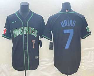 Mens Mexico Baseball #7 Julio Urias Number 2023 Black Blue World Classic Stitched Jersey->2023 world baseball classic->MLB Jersey